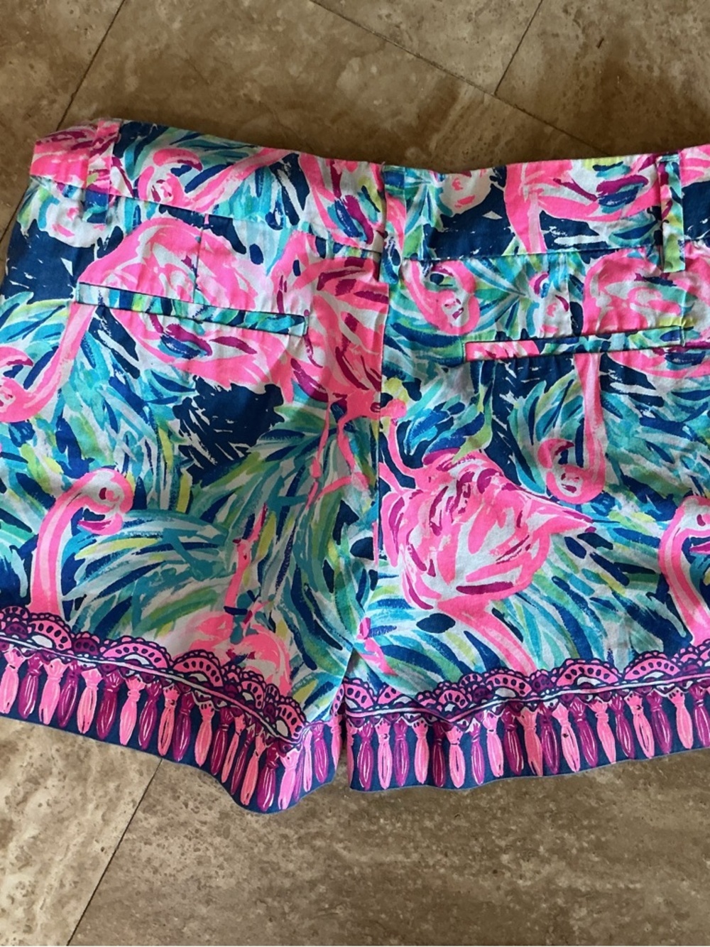 Lilly Pulitzer Callan Pink Flamingo Tropical Print Shorts 2 - Picture 4 of 4